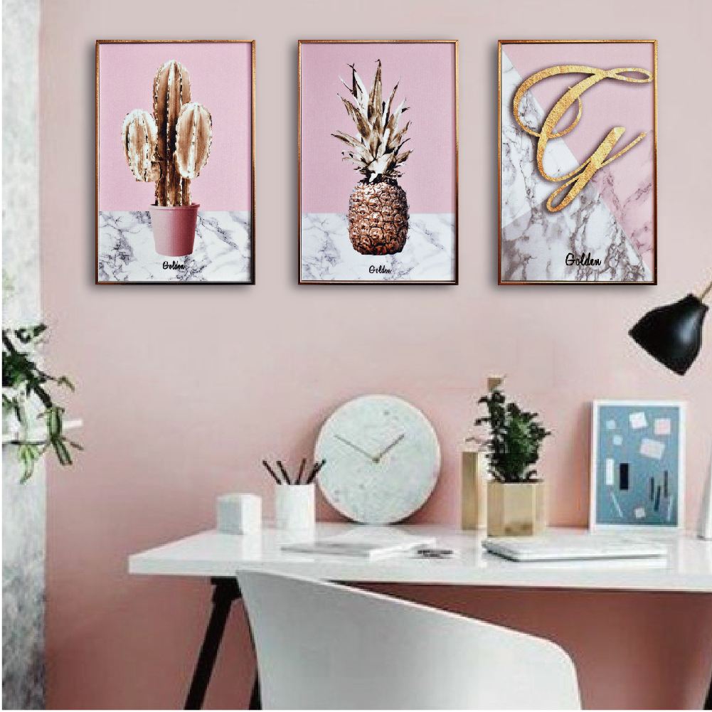 69折 - 北歐生活版畫有框畫19x29-粉紅文字WA59-3/單幅