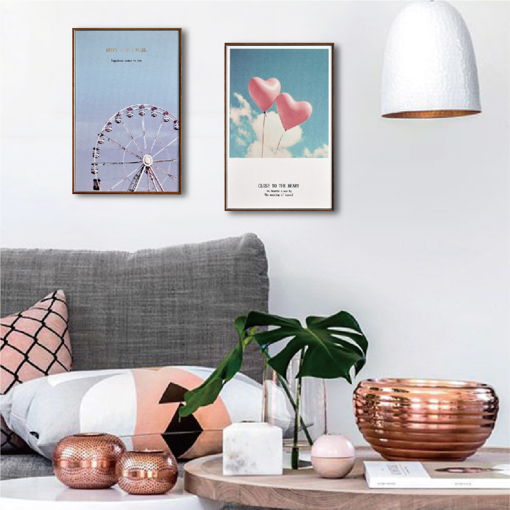 69折 - 北歐生活版畫有框畫19x29-甜蜜假期WA60/兩幅一組