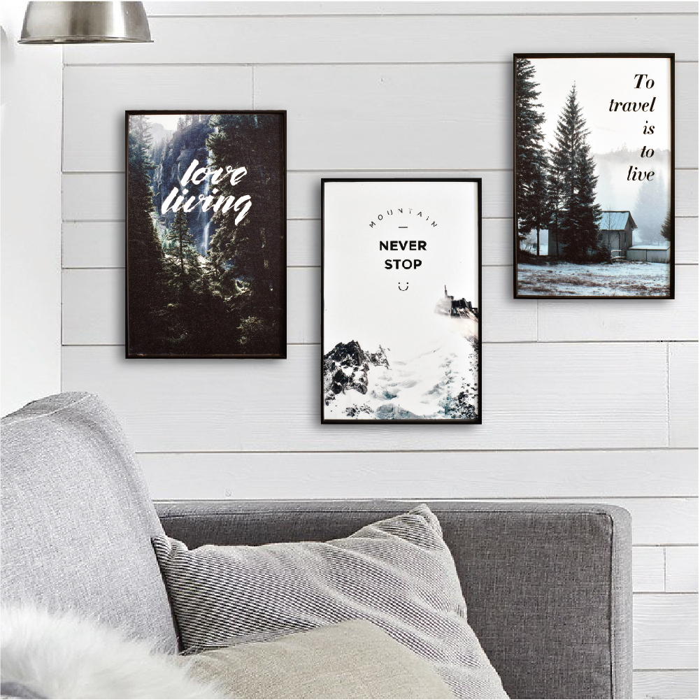 北歐生活版畫有框畫19x29-森林樂活WA62/三幅一組