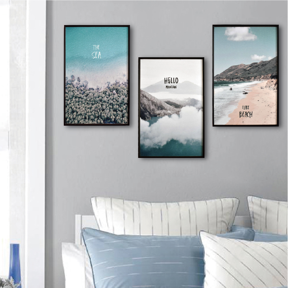 69折 - 北歐生活版畫有框畫19x29-樂活大海假期WA64-3/單幅