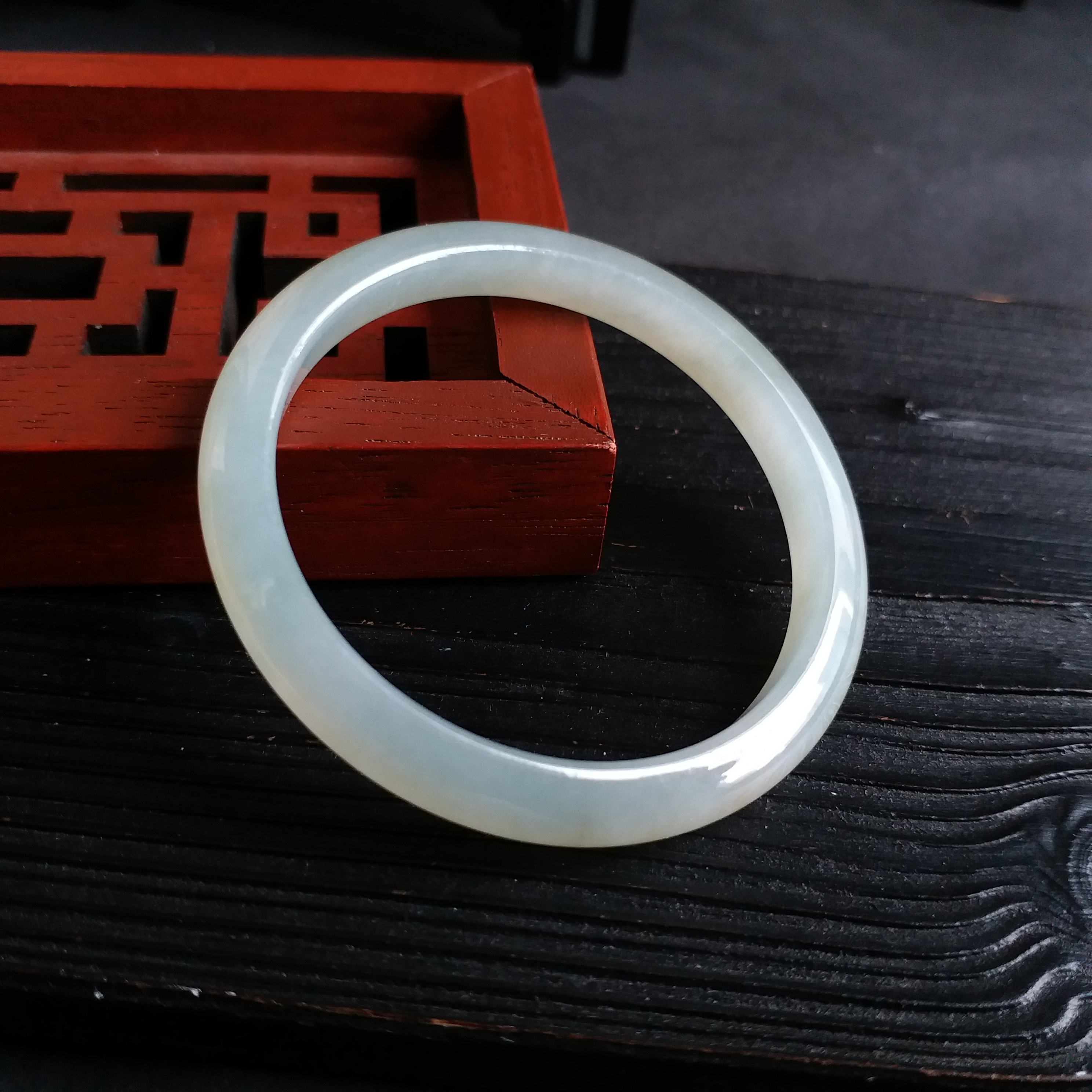 冰糯BB玉鐲 42.1mm, 天然翡翠A玉, 緬甸玉, Jade, Jadeite