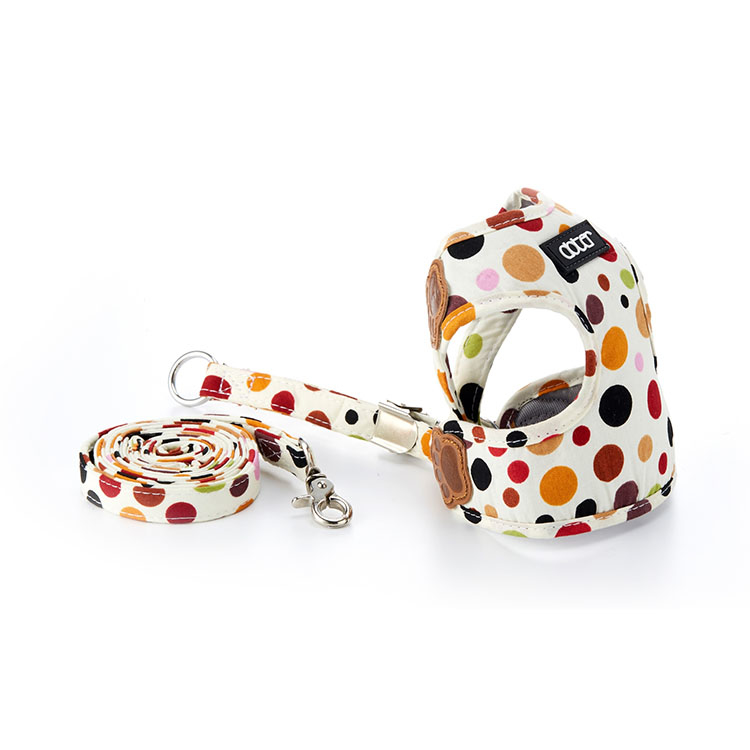 寵愛物語 Doter 時尚胸背牽繩組-彩色圓點