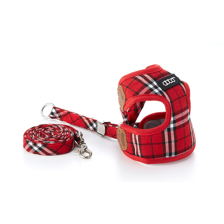 寵愛物語 Doter 時尚胸背牽繩組-紅色格紋