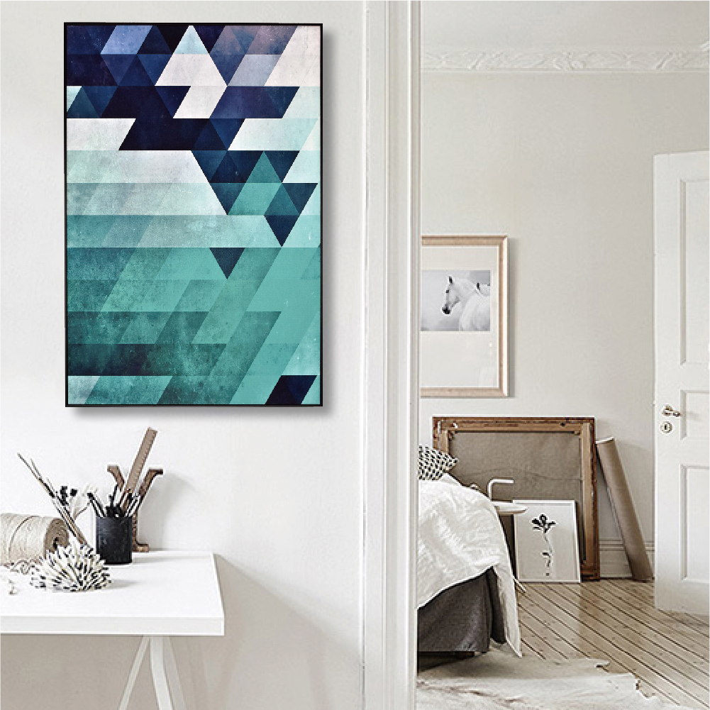 49折 - 北歐生活版畫有框畫40x60-綠境菱格WA72