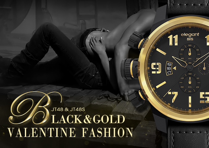 萬年鐘錶 - elegantsis 愛樂時 JF48個性是戴在手上的 可搭配選購個性對錶 ELJT48-OB13LC  黑金款 錶徑48MM