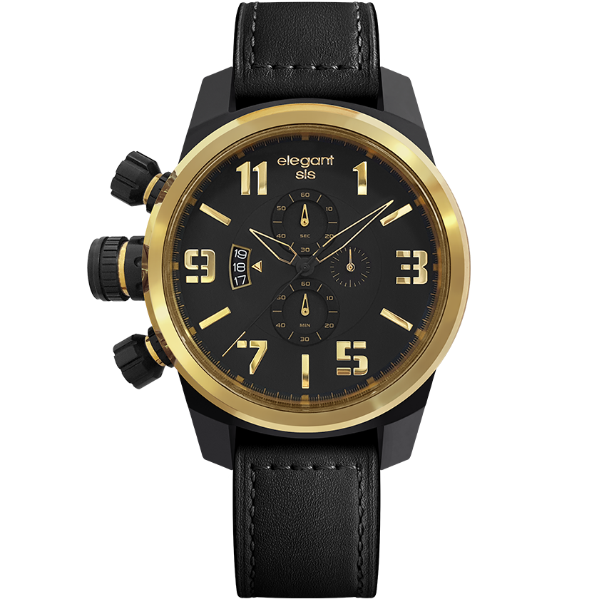 萬年鐘錶 - elegantsis 愛樂時 JF48個性是戴在手上的 可搭配選購個性對錶 ELJT48-OB13LC  黑金款 錶徑48MM