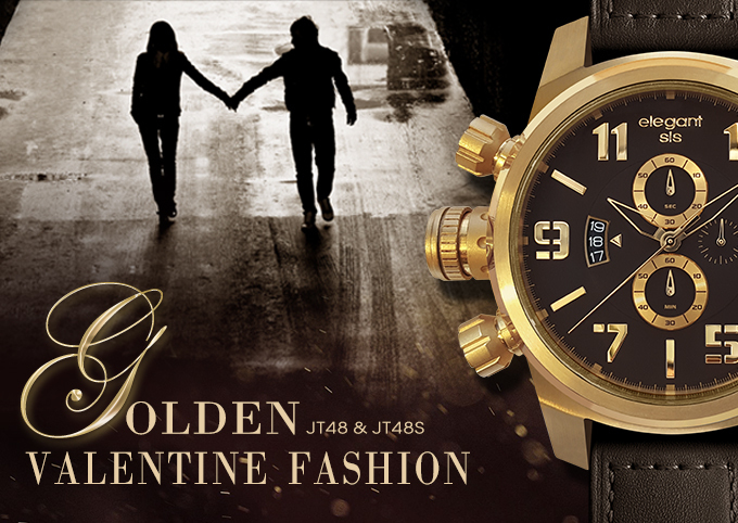 萬年鐘錶 - elegantsis 愛樂時 JF48個性是戴在手上的 可搭配選購個性對錶 ELJT48-OB13LC  咖啡金款 錶徑48MM