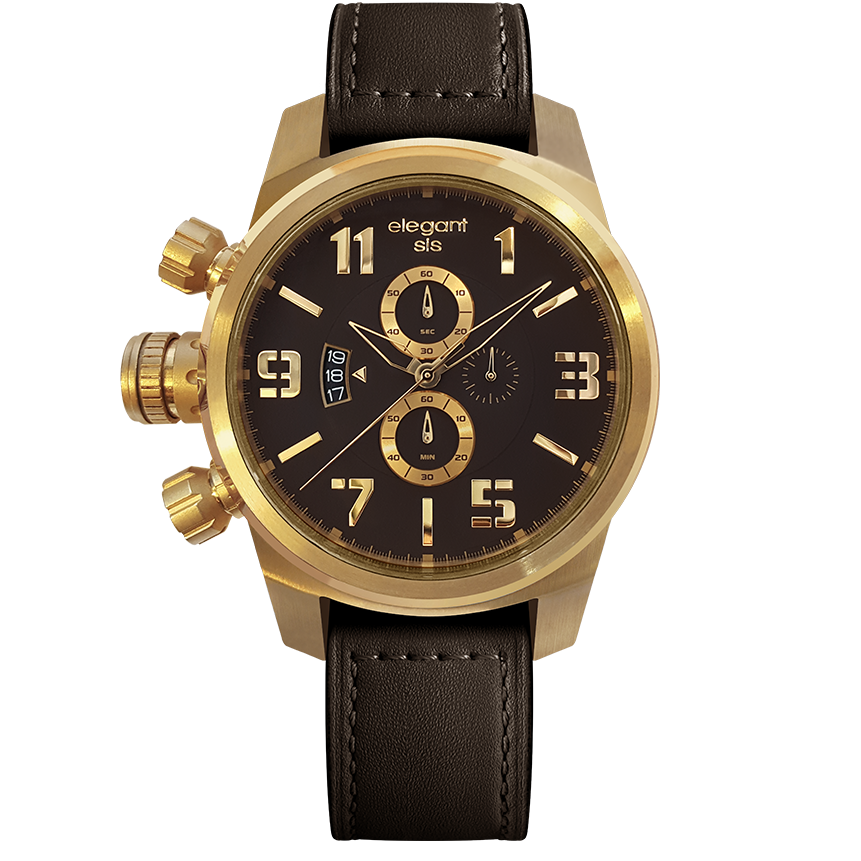 萬年鐘錶 - elegantsis 愛樂時 JF48個性是戴在手上的 可搭配選購個性對錶 ELJT48-OB13LC  咖啡金款 錶徑48MM