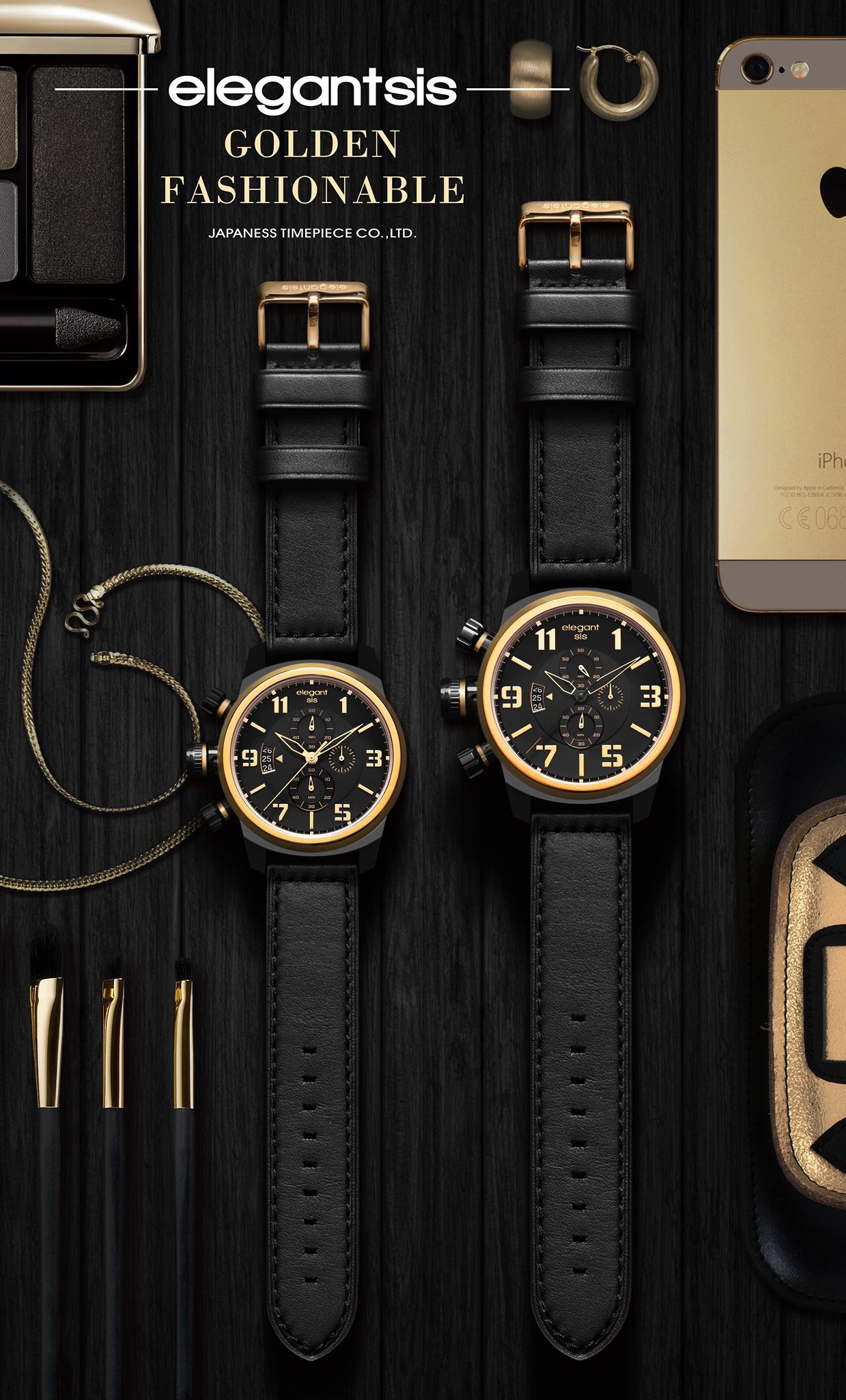 萬年鐘錶 - elegantsis 愛樂時 JF48個性是戴在手上的 可搭配選購個性對錶ELJT48S-OG07LC 黑金歀 錶徑43MM