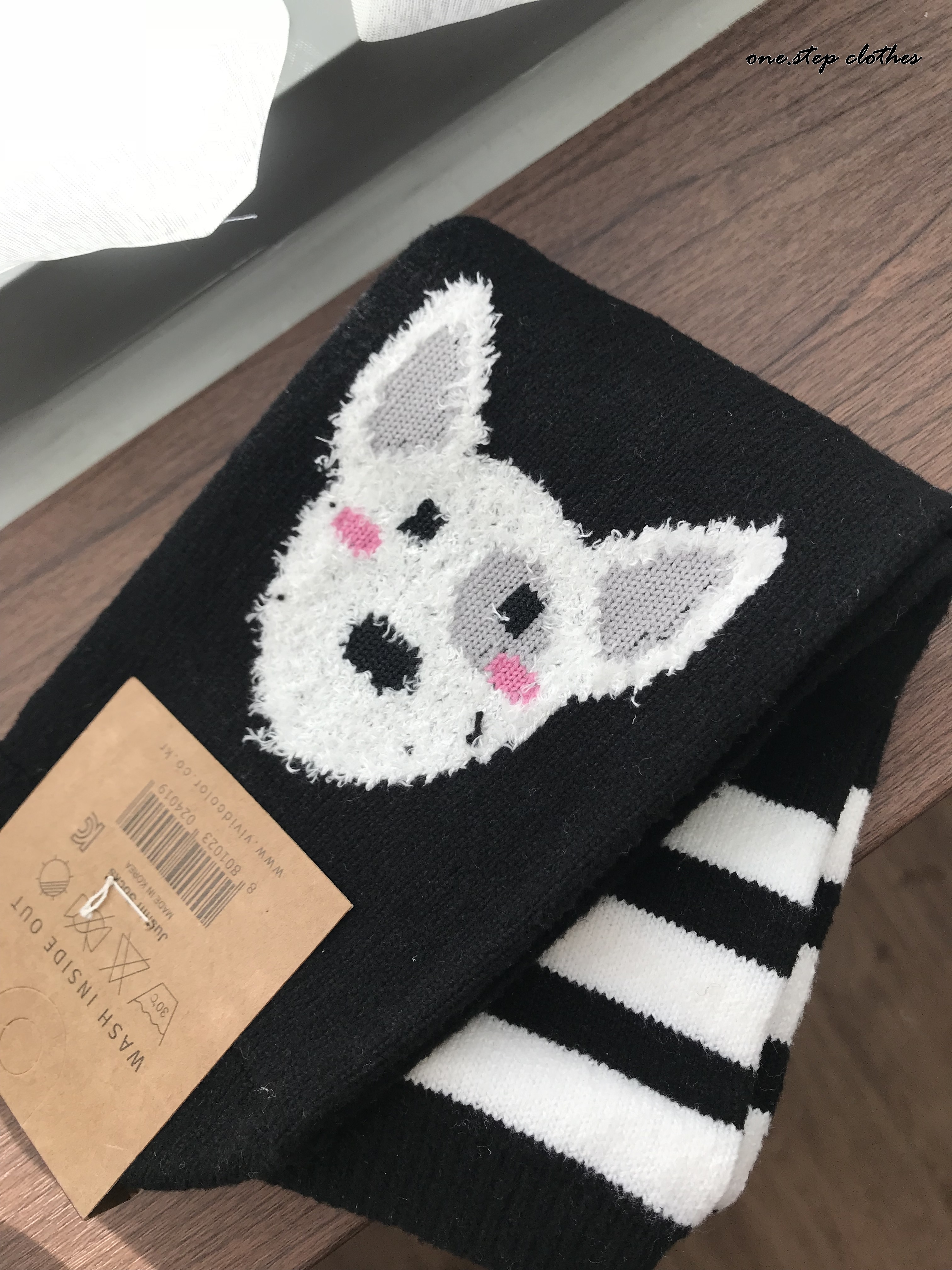 正韓黑白條紋賤狗襪