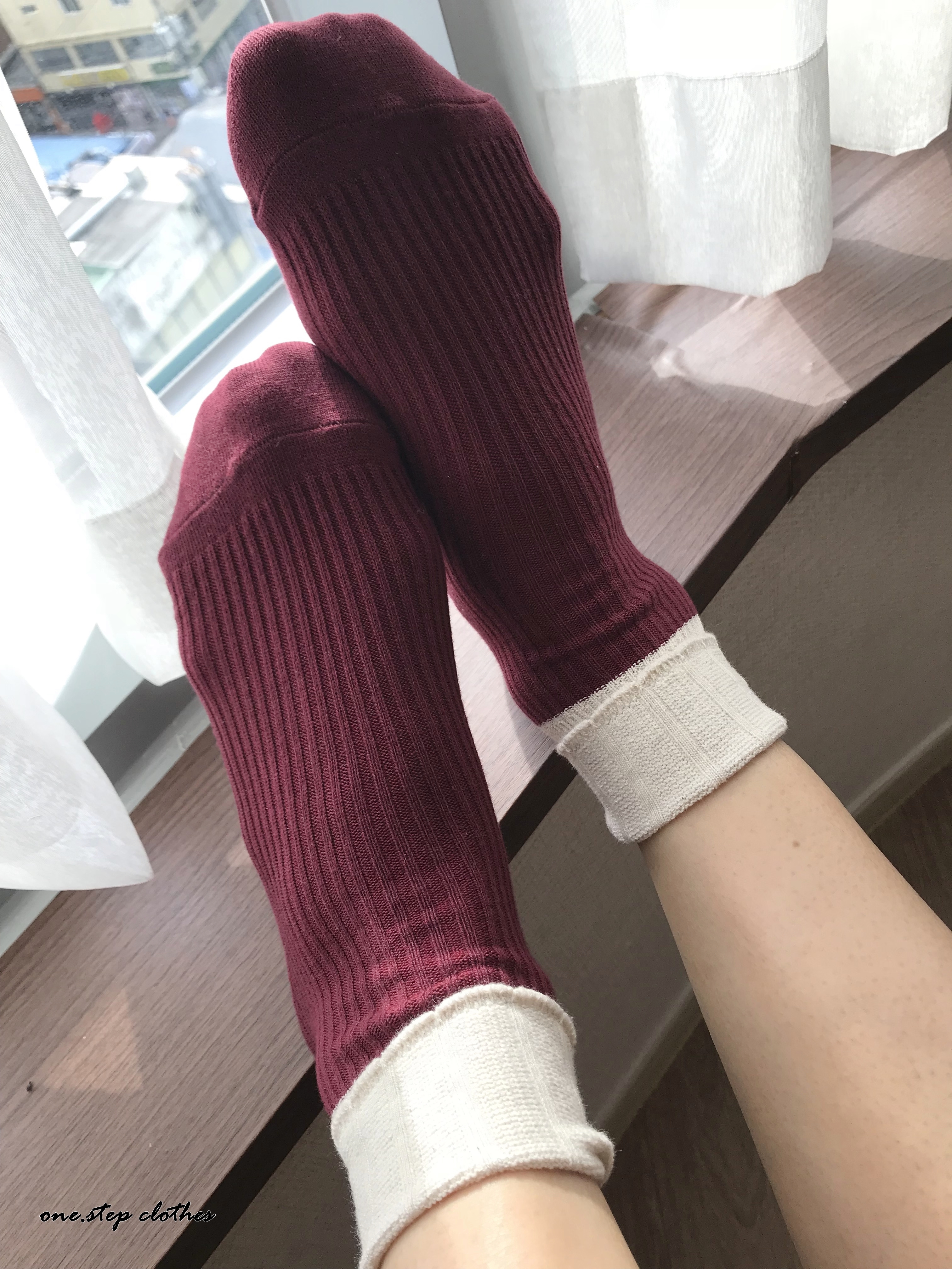 正韓花邊反摺兩穿襪