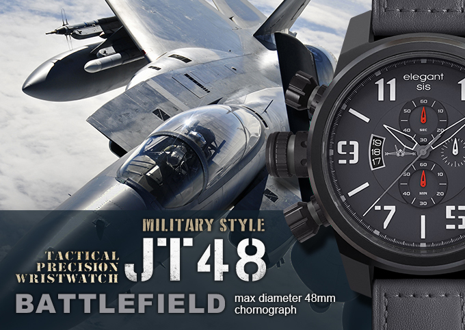 萬年鐘錶 - elegantsis 愛樂時 JF48個性是戴在手上的  JT48 三軍 / 空軍歀  ELJT48-OG04LC   錶徑48MM