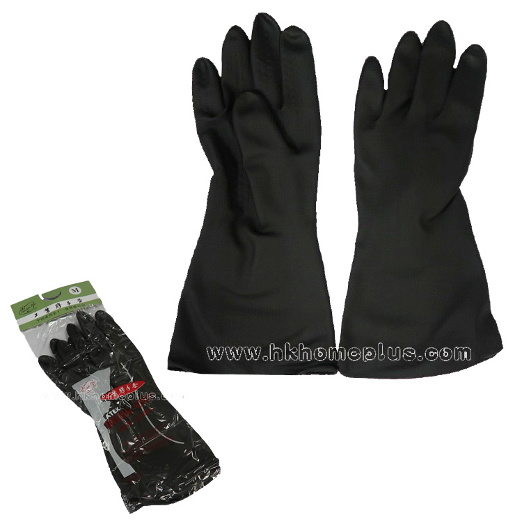 3對裝 雙一牌: 工業用黑色膠手套 (S-L碼)