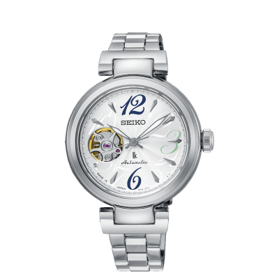 萬年鐘錶 - SEIKO 日本精工錶 LUKIA 系列 熱愛生活 經典機械錶系列 優雅鏤空機械女錶 白面不鏽鋼  SSA807J1 / 4R38-01L0M 錶徑 33.9MM