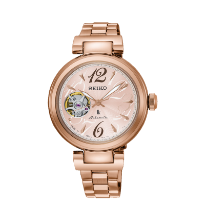 萬年鐘錶 - SEIKO 日本精工錶 LUKIA 系列 熱愛生活 經典機械錶系列 優雅鏤空機械女錶 玫瑰金  SSA804J1 / 4R38-01L0V 錶徑 33.9MM