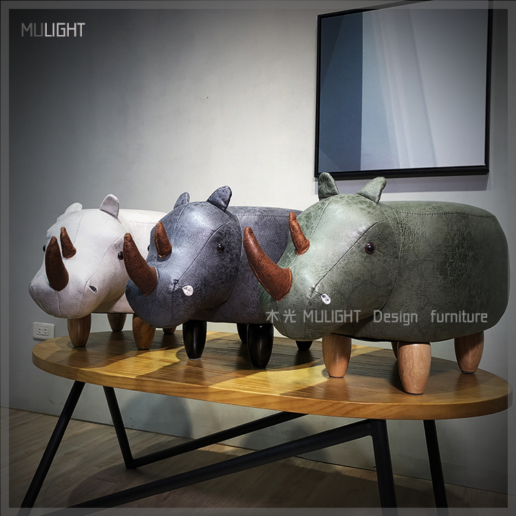 超可愛犀牛造型矮凳