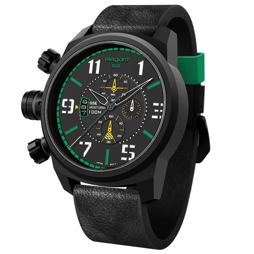 萬年鐘錶 - elegantsis 愛樂時 JF48  航空母艦系列 ELJT48-OG01LC   錶徑48MM