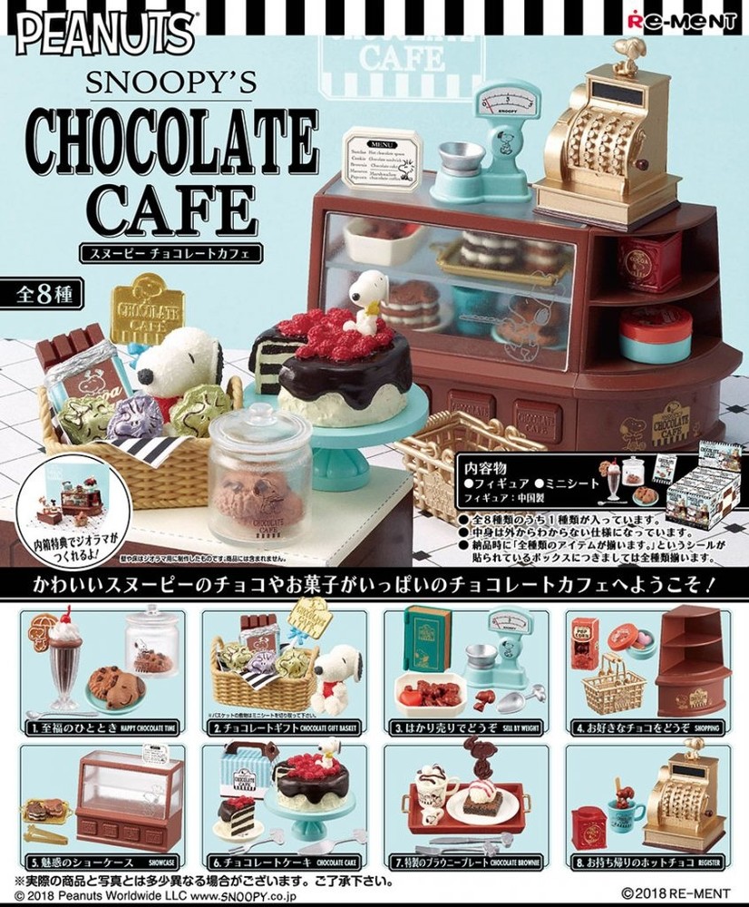 Re Ment Miniature Peanuts Snoopy Chocolate Cafe Set