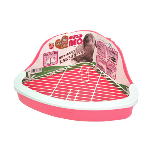 日本MARUKAN-扇形精巧兔便盆MR-259 粉紅/黃/咖啡