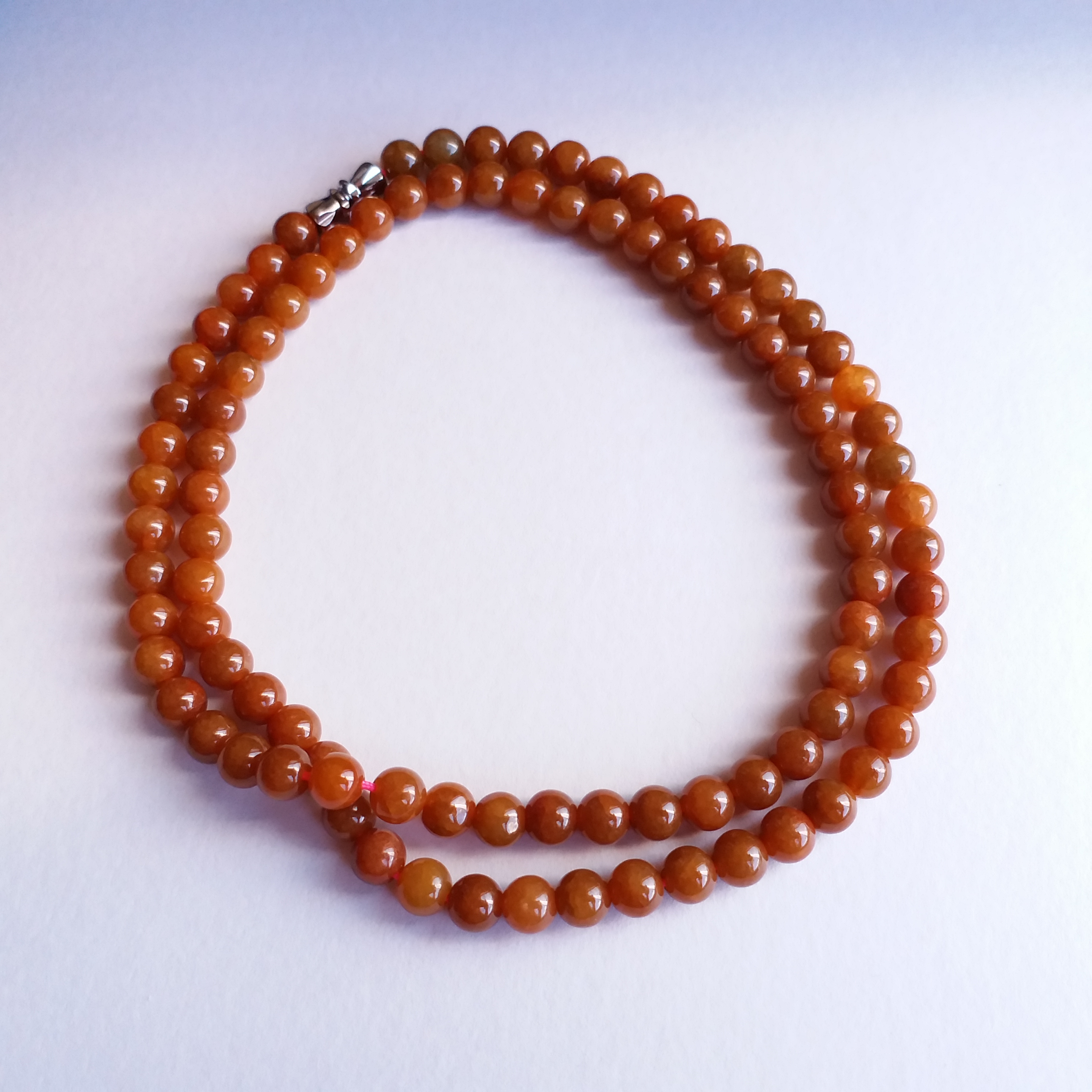 J669 細糯天然黃翡圓珠項鍊 (6mm直徑)