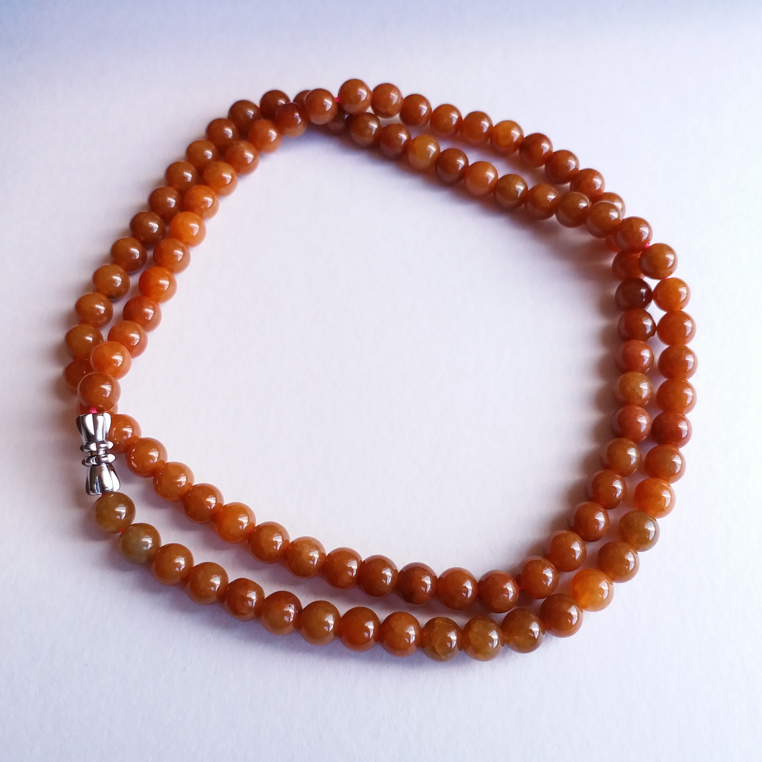 J669 細糯天然黃翡圓珠項鍊 (6mm直徑)