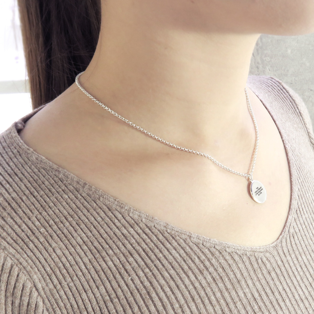 手感鍛紋系列 女款圓形刻字項鍊 925純銀客製化項鍊