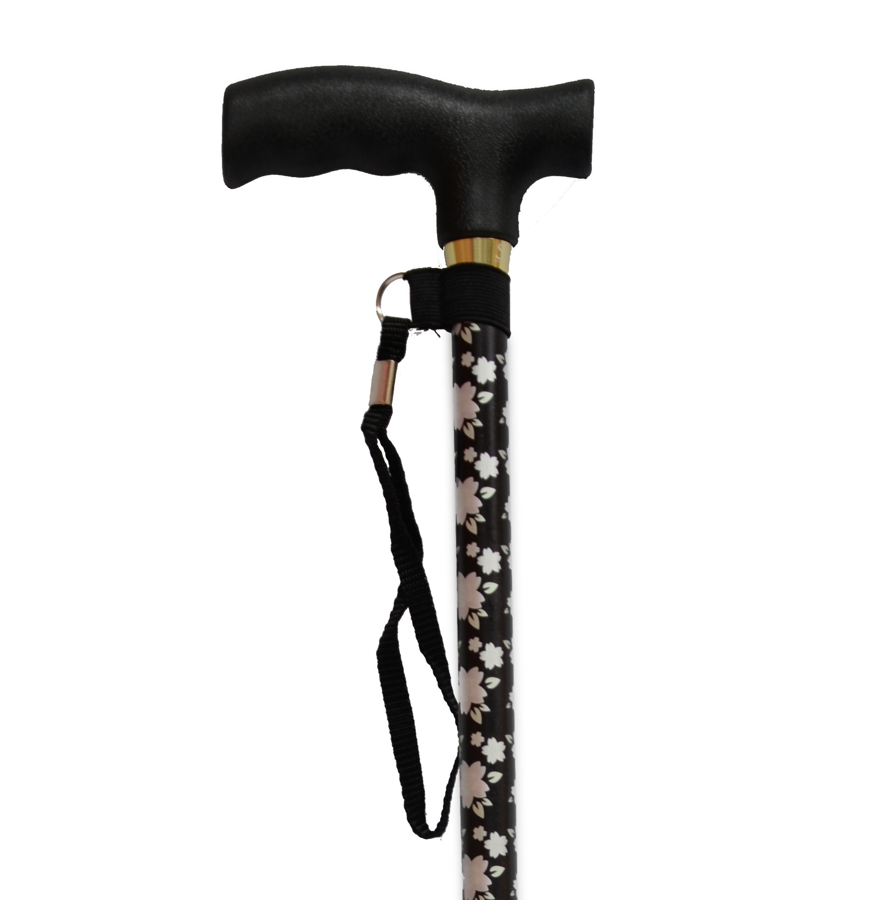 銀適 - 可調節式拐杖 (黑色-櫻花紋)
