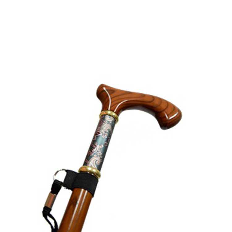 銀適 - 優雅拐杖 (木製把手, 腰果花)