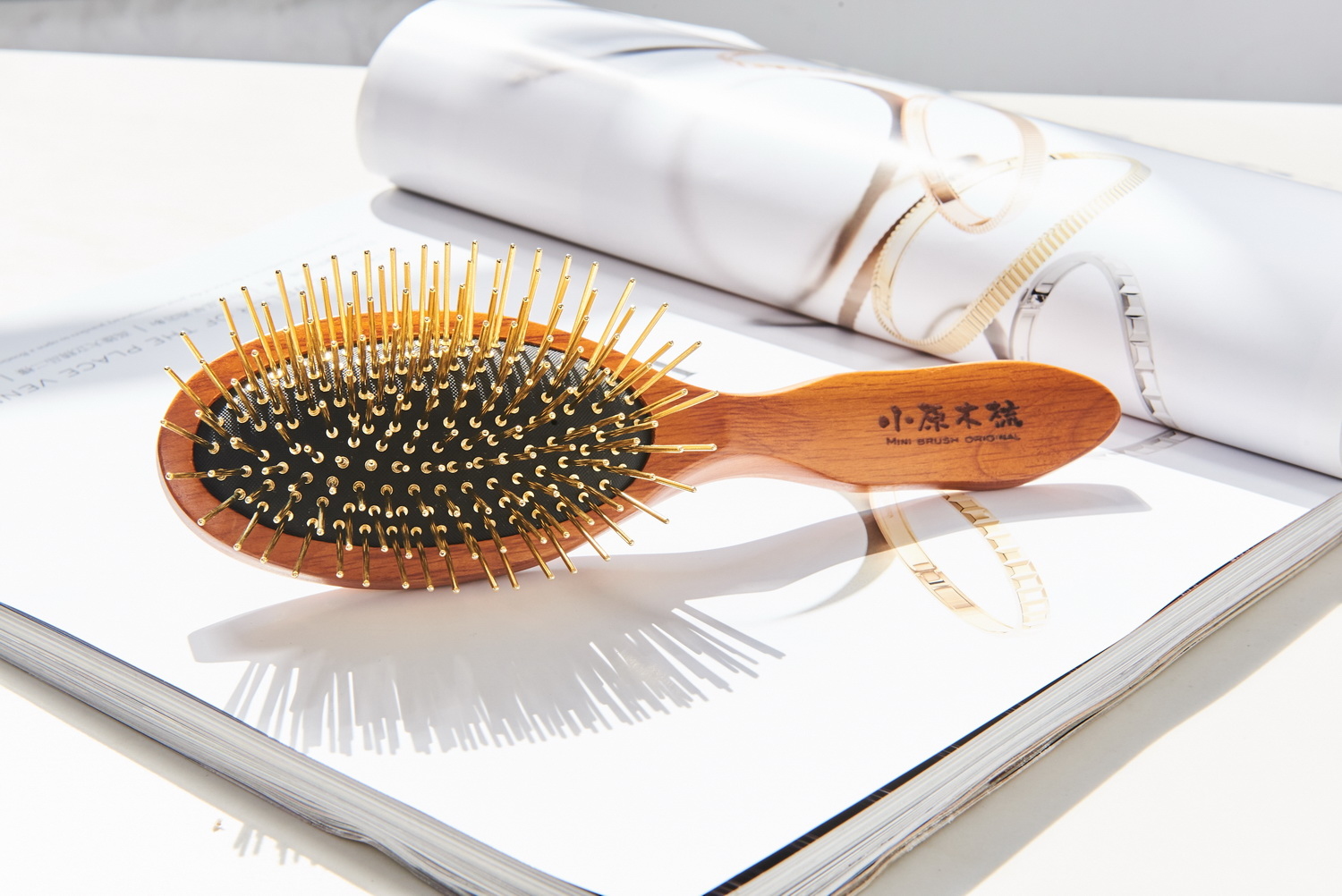 【小原木梳】花梨木紋黃金梳(偏頭痛救星)