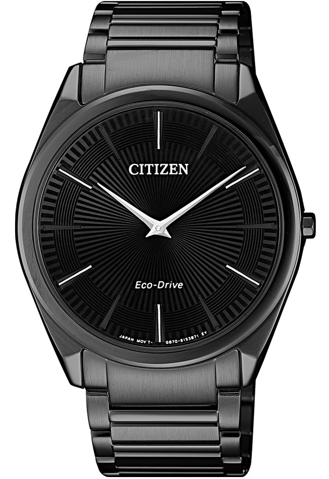 萬年鐘錶 - Citizen 星辰錶 GENT'S 時尚男錶  光動能系列  超薄全黑不鏽鋼腕錶 AR3079-85E 錶徑38.4MM