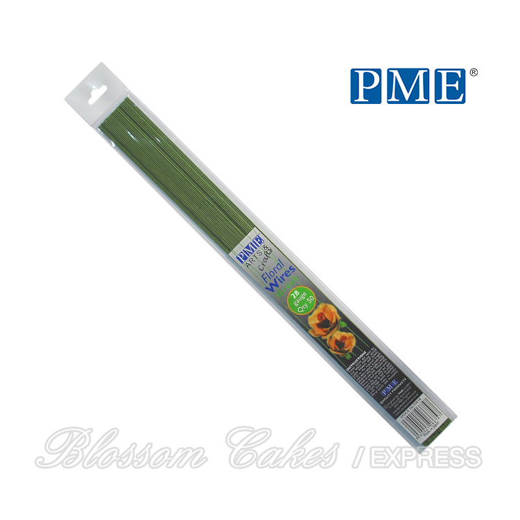 PME Floral Wires 28 Gauge, 36cm, Green, Pack of 50