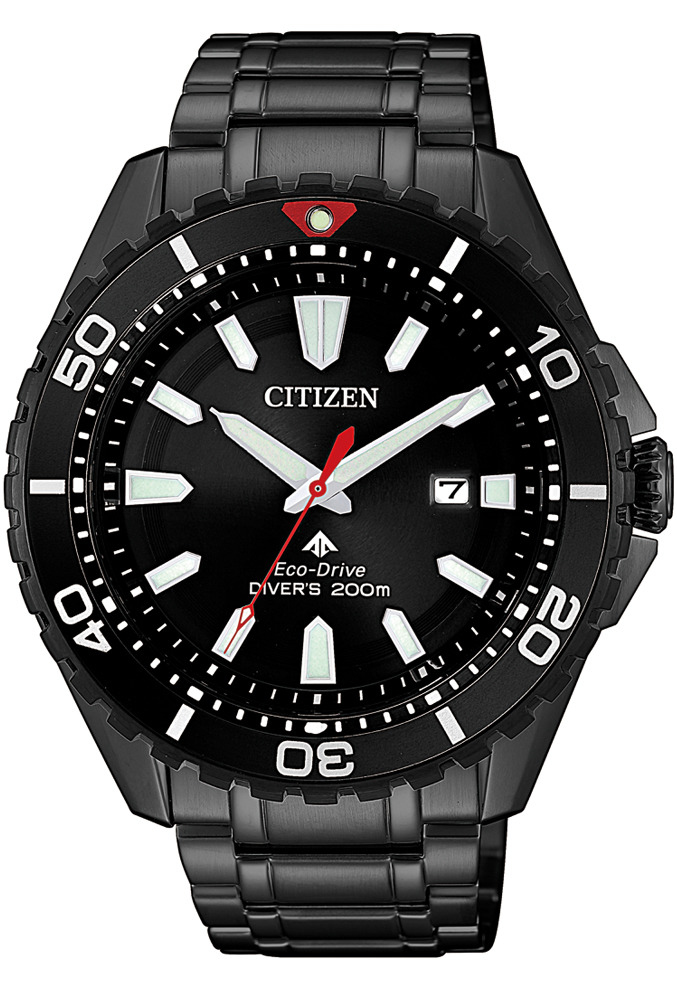 萬年鐘錶 - Citizen 星辰錶    光動能男錶 全黑潛水錶 BN0195-54E 錶徑44.5MM