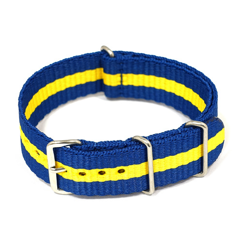 20mm Nato Strap Nylon Watch Band (Blue/ Yellow)