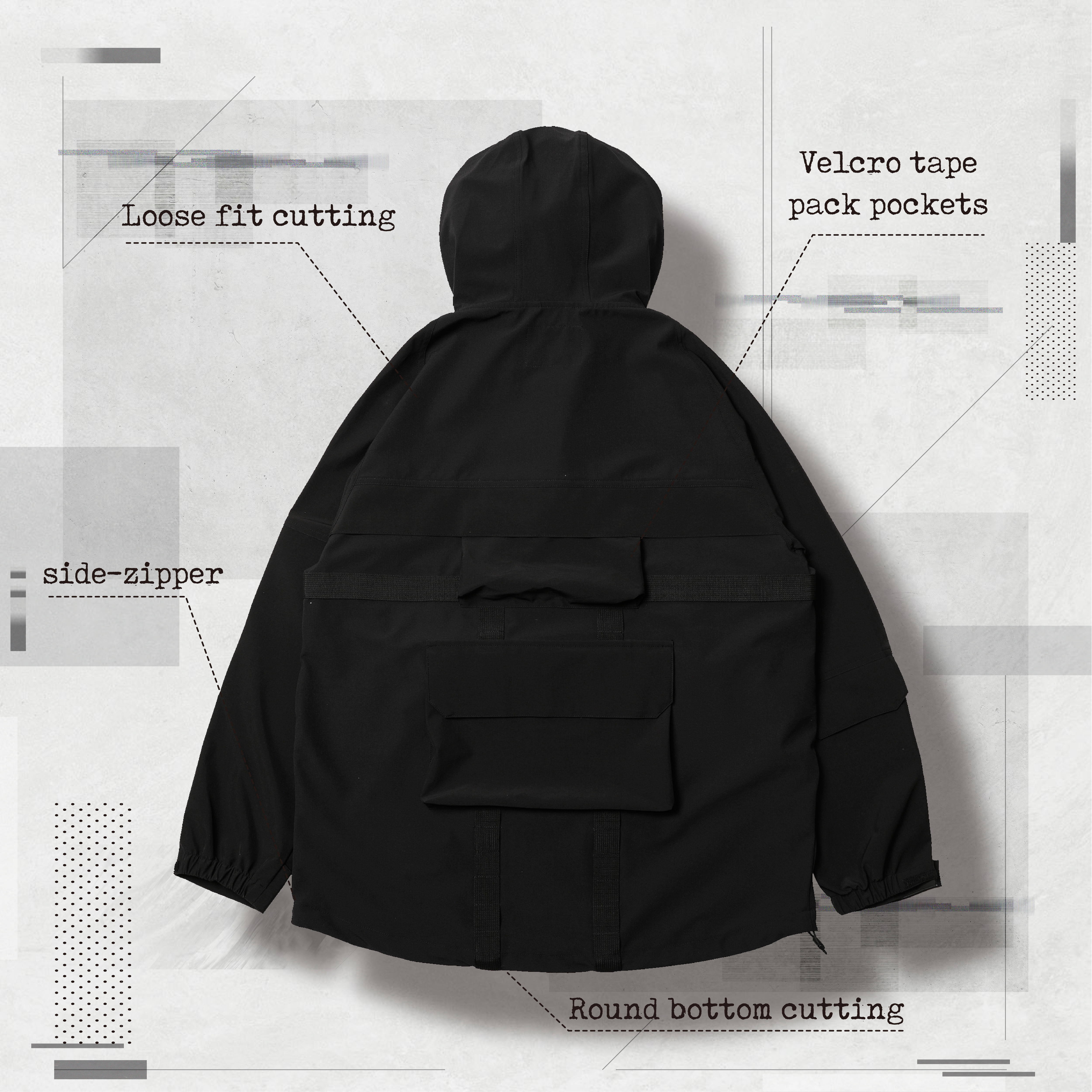 P.X-06 Magnetic Anorak Jacket - Black
