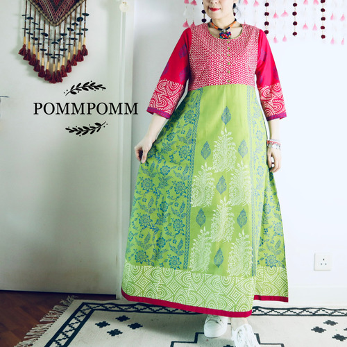 red and green combination gown