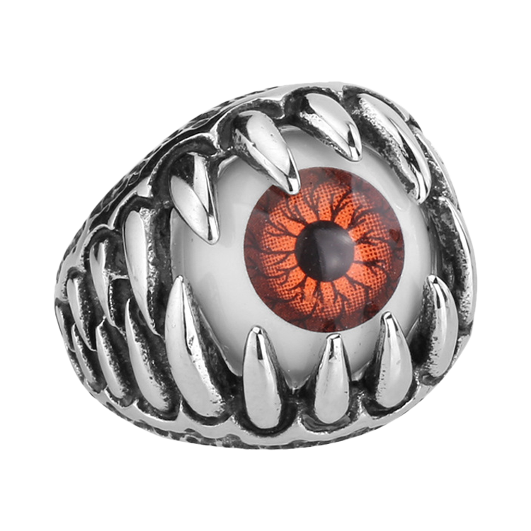 白鋼戒指，男士戒指 神聖尖端保衛者之眼（1762橘色）