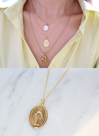 [現貨]金色橢圓復古硬幣項鍊