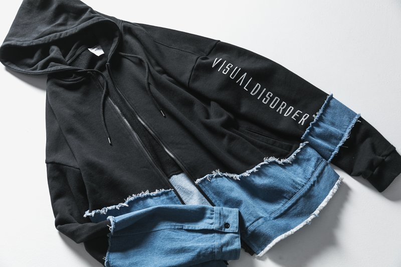 visual disorder denim half parka