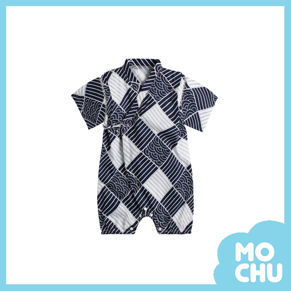 深藍大格四角小和服