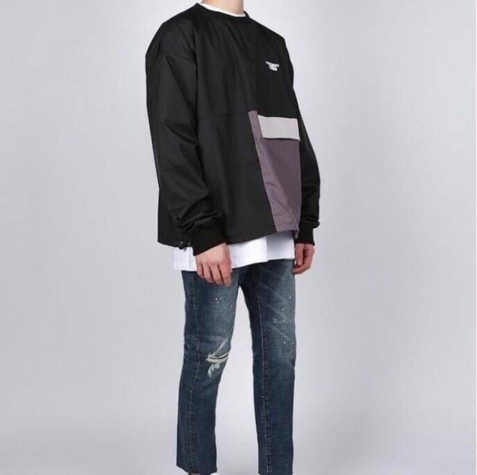 韓國 拼接輕薄帆布上衣