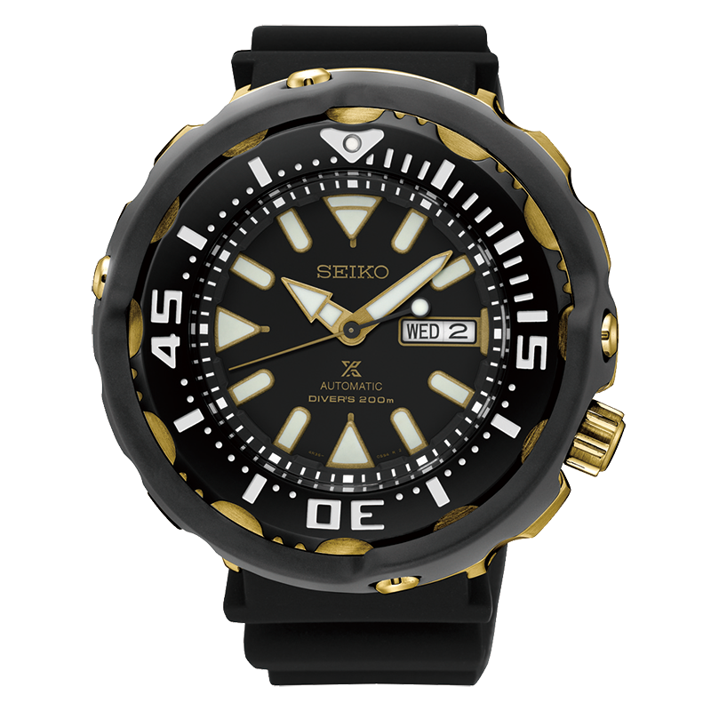 萬年鐘錶 - SEIKO PROSPEX 黑金 鮪魚罐頭機械潛水錶 DIVER SCUBA  4R36-05T0K / SRPA82J1錶徑51.7MM