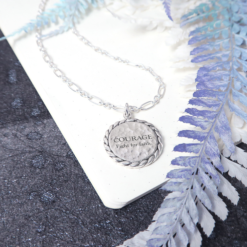 手感鍛紋系列 古典麻花圓形刻字項鍊(大) 男生項鍊 925純銀客製化項鍊