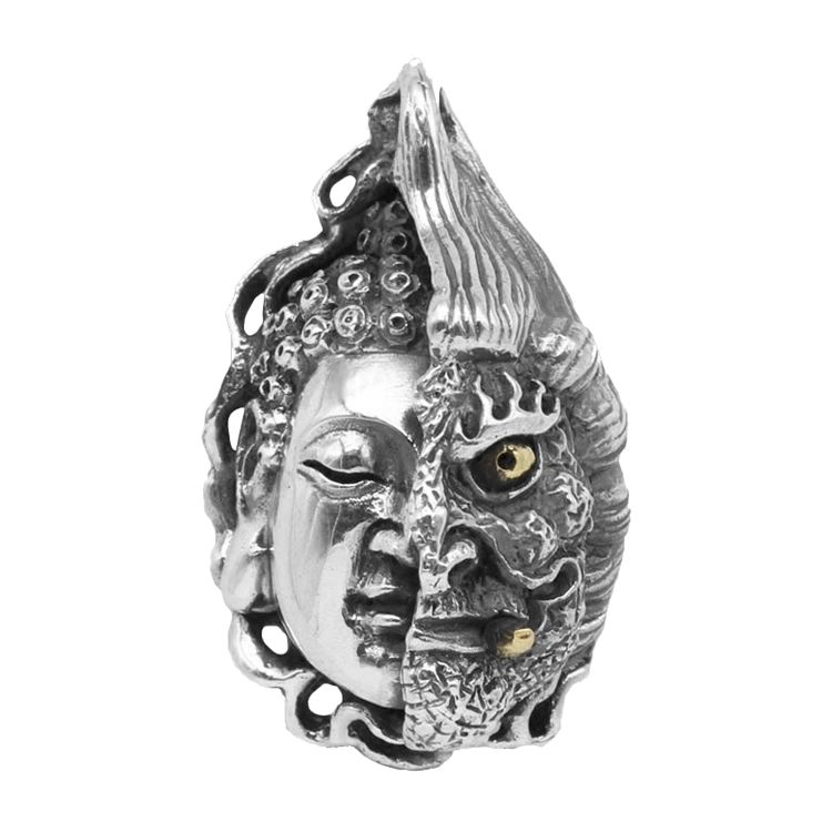 純銀吊墜，男士吊墜 是佛是魔一念間 不含鍊子（8550）