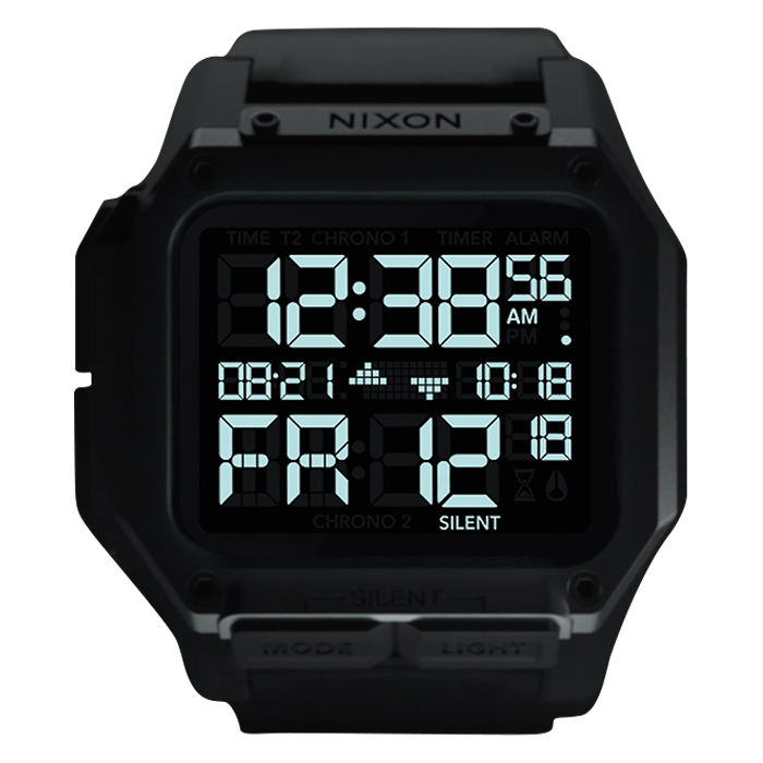 萬年鐘錶 - NIXON 尼克森 衝浪 regulus 電子錶 黑 A1180-001 錶徑46MM