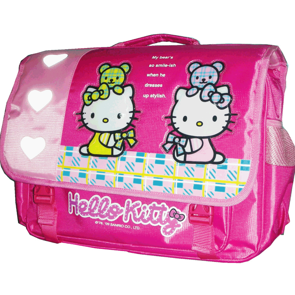 Hello Kitty 橫式造型後背書包_愛心款