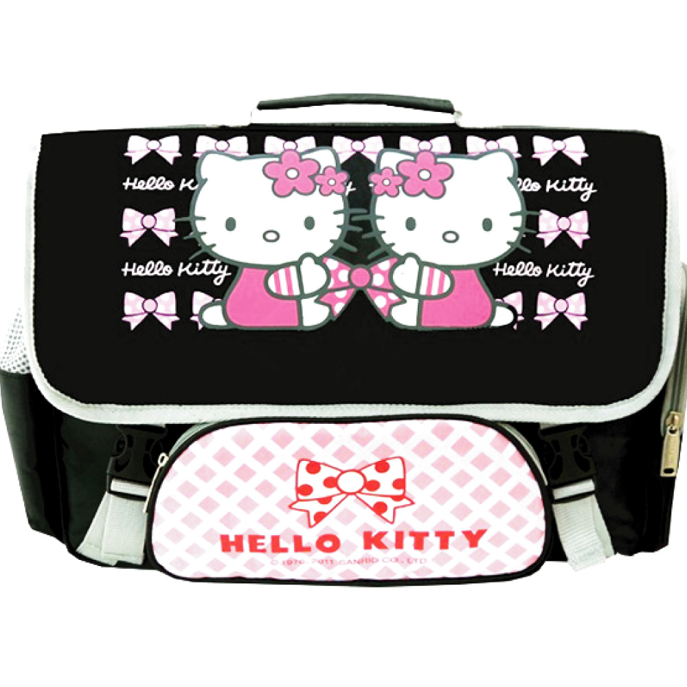 Hello Kitty 橫式造型後背書包_黑色
