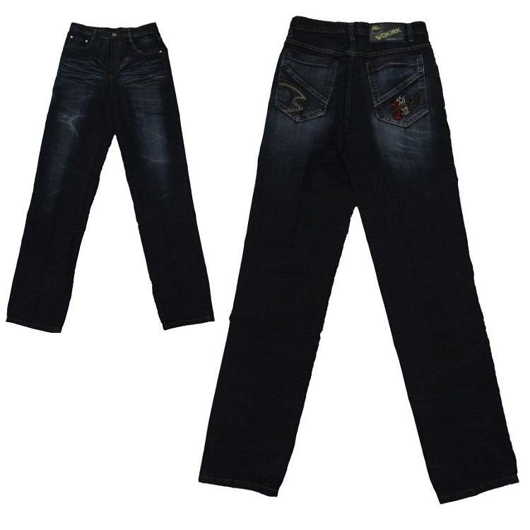 甄褲｜彈性牛仔褲｜中高腰直筒・閃電刷白後口袋繡花・台灣製造（30~39 吋）免費修改褲長