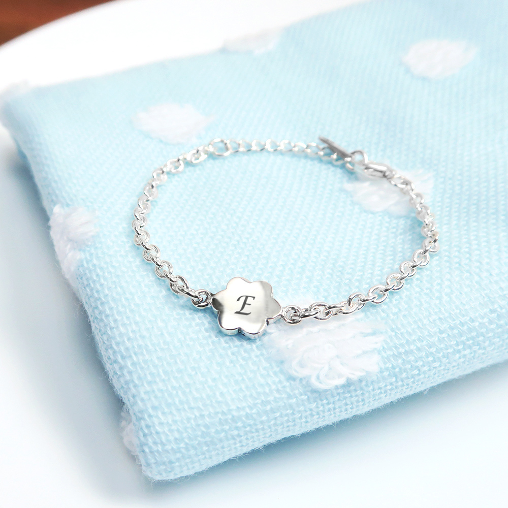 【彌月禮盒】小小花兒 兒童手鍊禮盒組 925純銀刻字禮物