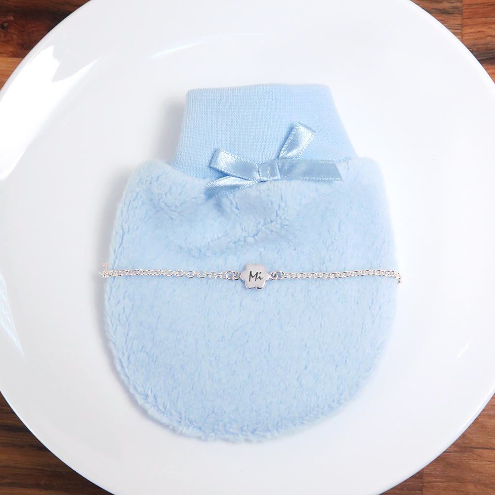 可刻字 小小花兒 兒童手鍊 925純銀 (客製化訂製 新生兒 彌月禮物 親子銀飾)