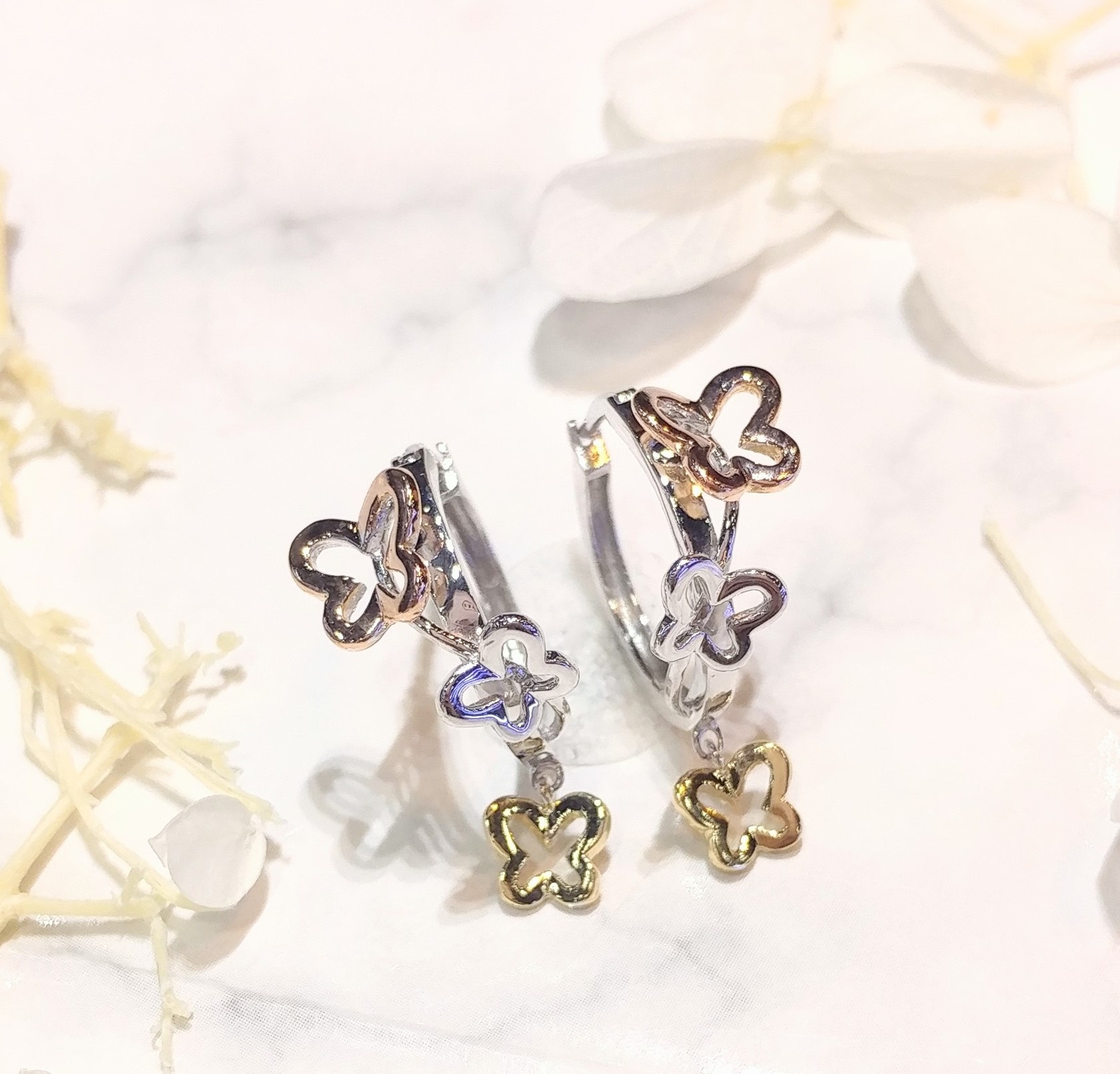 全新14K彩金圈耳環